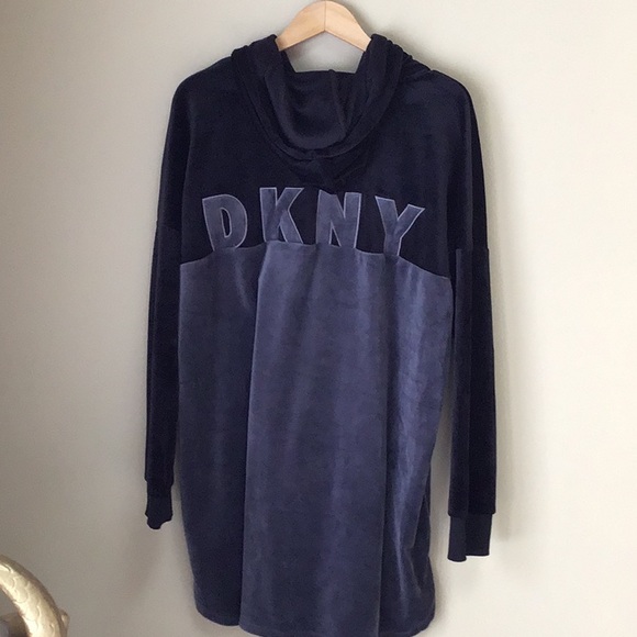 Soft &Cozy DKNY Long Velour Hoodie Size L - Picture 2 of 2